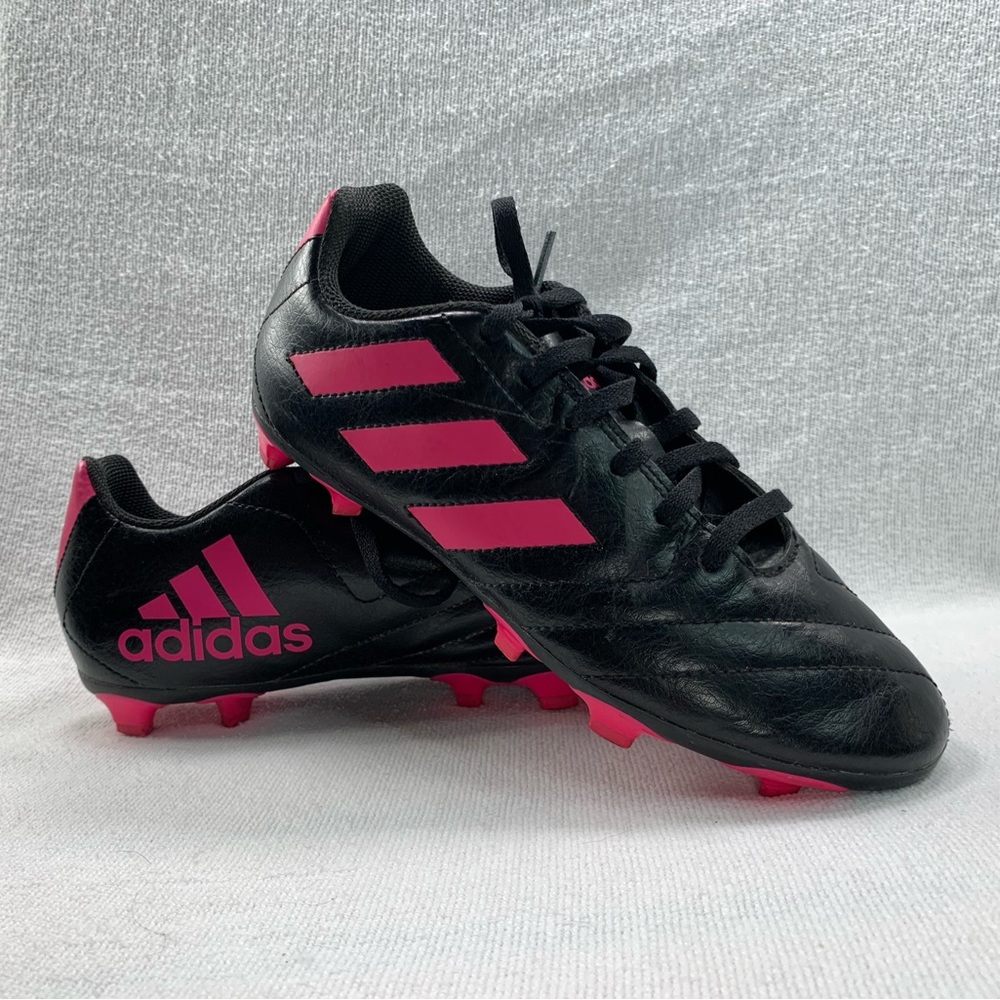 adidas Kids Black and Hot Pink Soccer Cleats